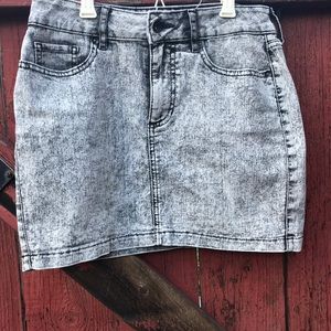 Grey Acid Wash Mini Skirt